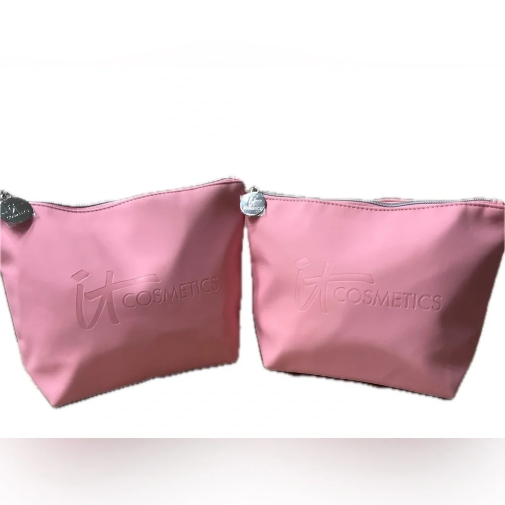 it COSMETICS XL Zip Travel Cosmetic Bags, Pink & Silver-Tone Hardware, NWOT (2)